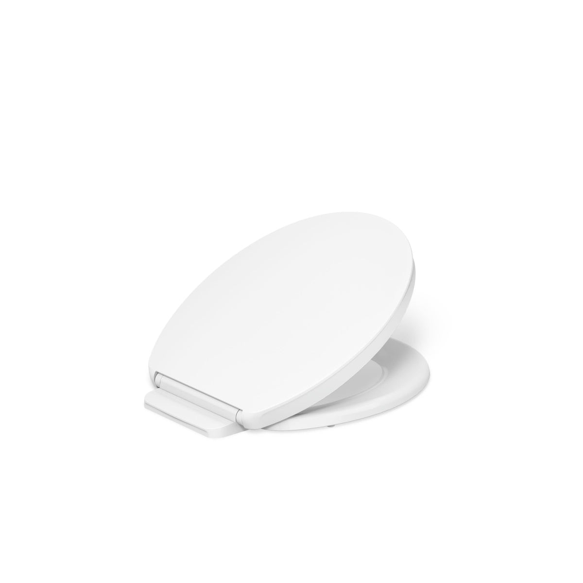 Kohler ReadyLatch seat, top-install view, enables quick above-bowl mounting.