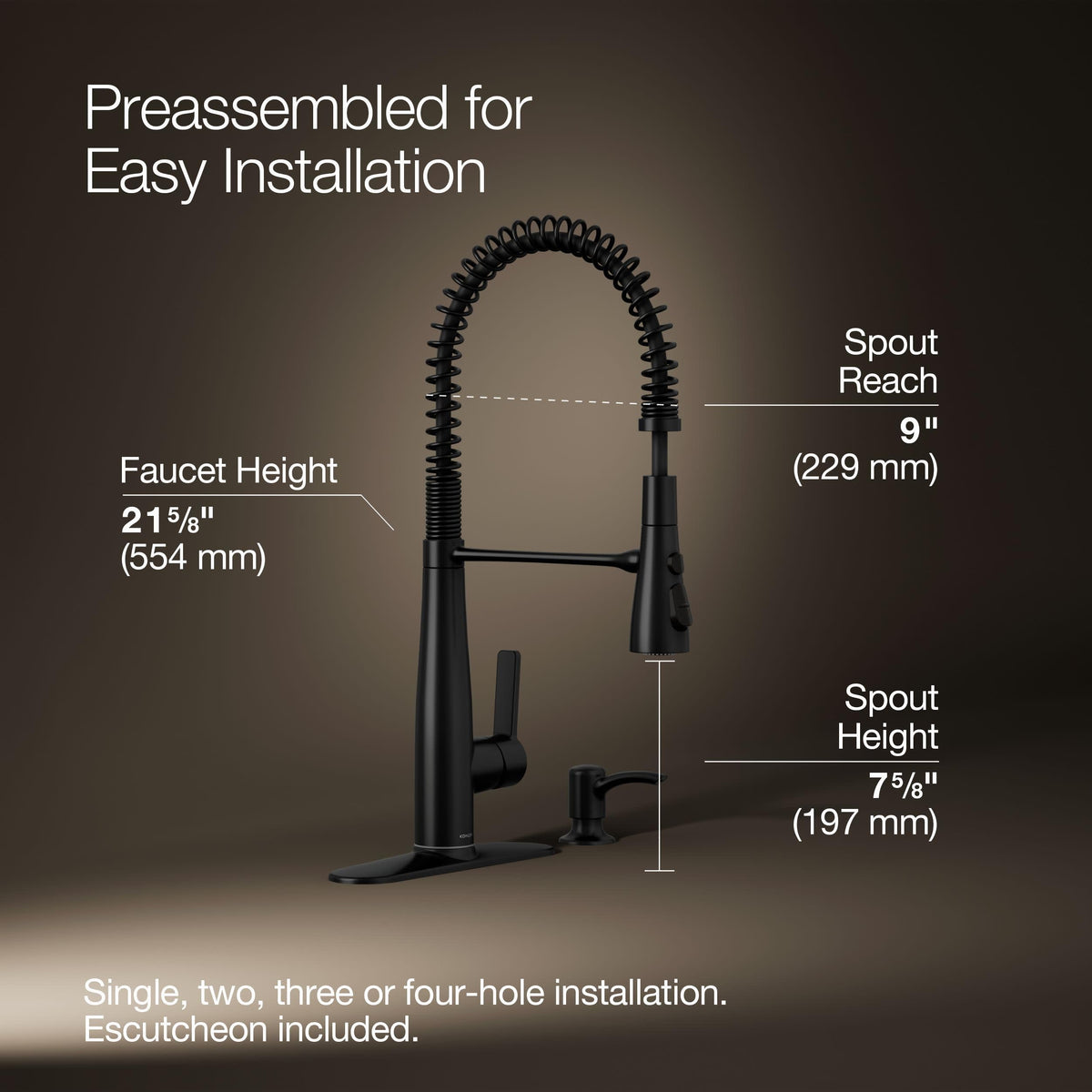Kohler K-REC22745-SD-BL Boost function increases flow for fast tasks