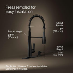 Kohler K-REC22745-SD-BL Boost function increases flow for fast tasks