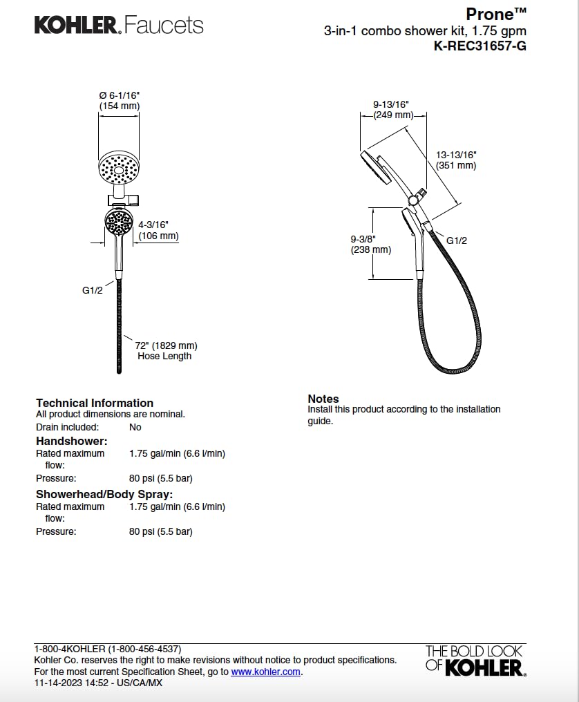 Kohler Prone pause feature supports water saving during rinses
