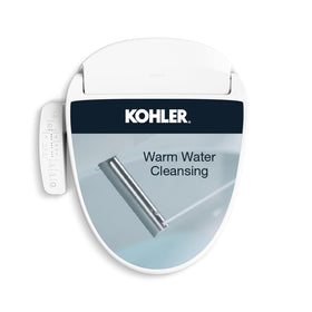 Kohler PureWash E580 elongated bidet seat with white finish and simple controls for daily comfort