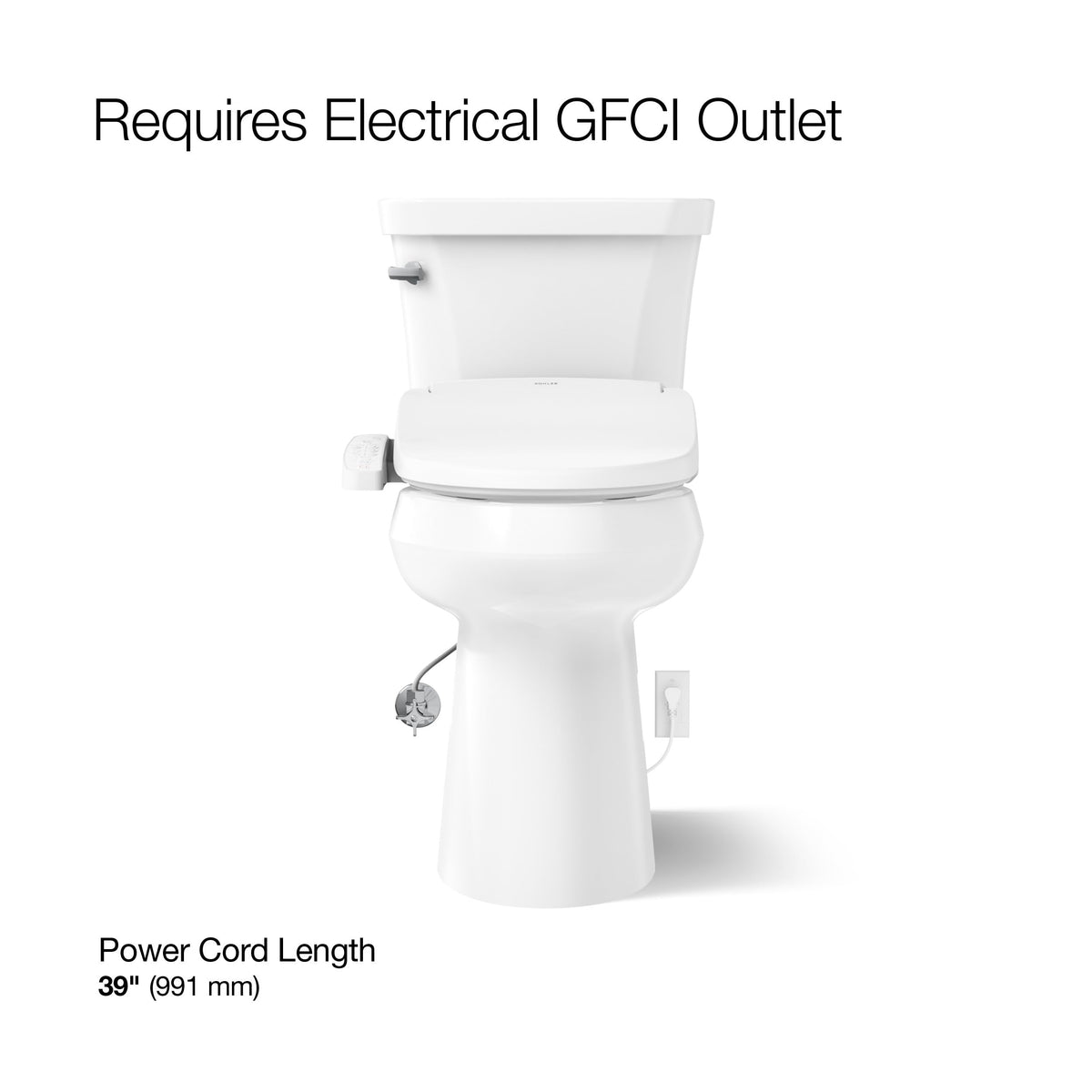 Kohler PureWash E580 Quiet-Close lid prevents slamming for a calm bathroom