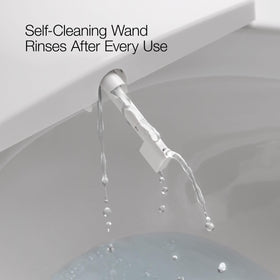 Warm-air dryer on Kohler PureWash E590 with adjustable temperature