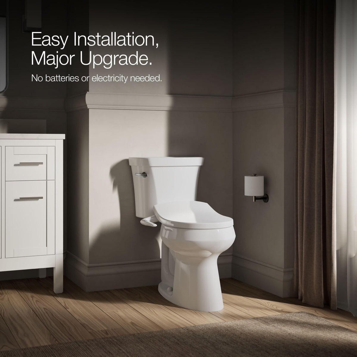 Kohler PureWash M250 self-cleaning wand between uses for hygiene-friendly use.