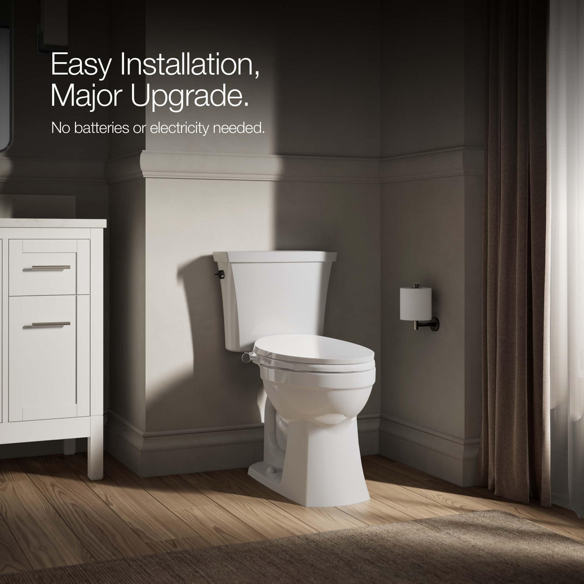 Kohler PureWash M300 odor-inhibiting surface helps stay fresher.