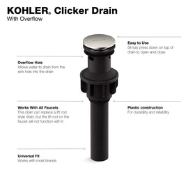 Kohler RH1274364-BN overflow clicker demonstrates seamless operation and easy maintenance in brushed nickel.
