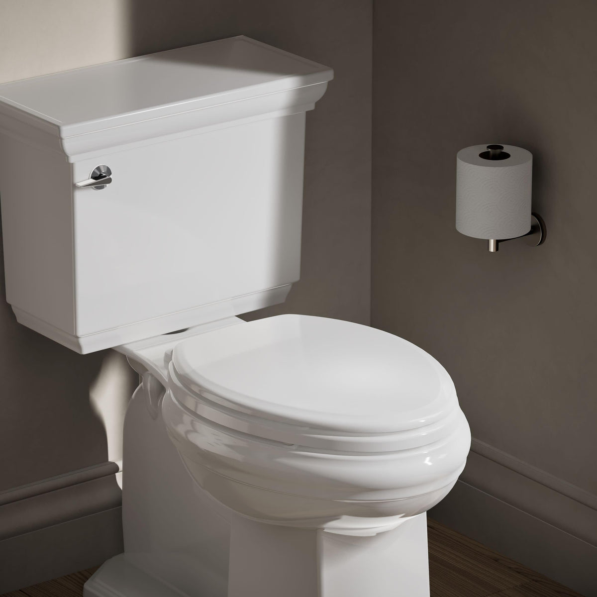 KOHLER Ridgewood quiet-close lid demonstrates silent operation to prevent slams.