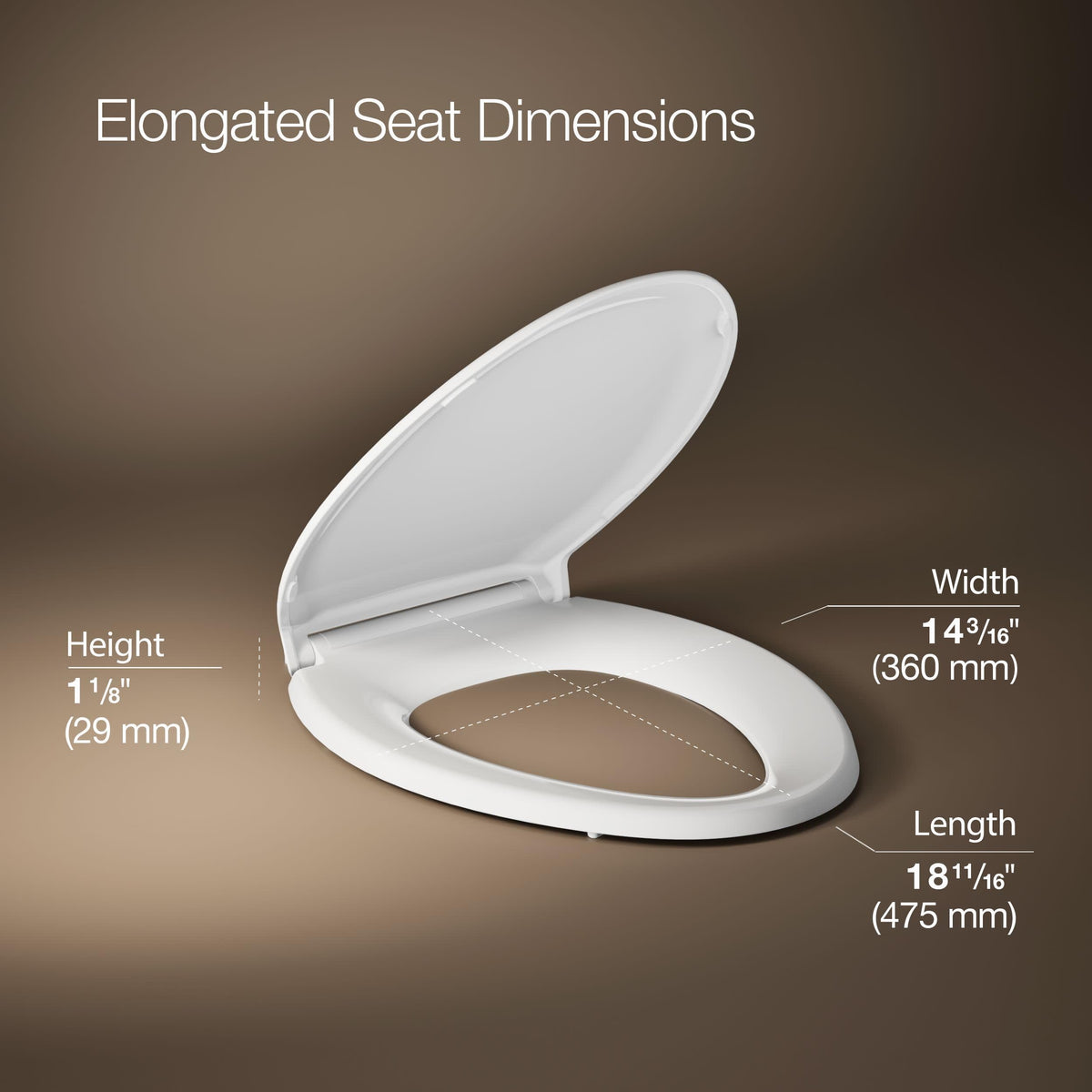 KOHLER Rutledge contoured seat offers ergonomic comfort for daily bathroom routines.