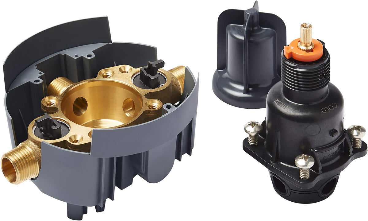 Shower valve installation kit illustrating easy setup and cartridge compatibility.