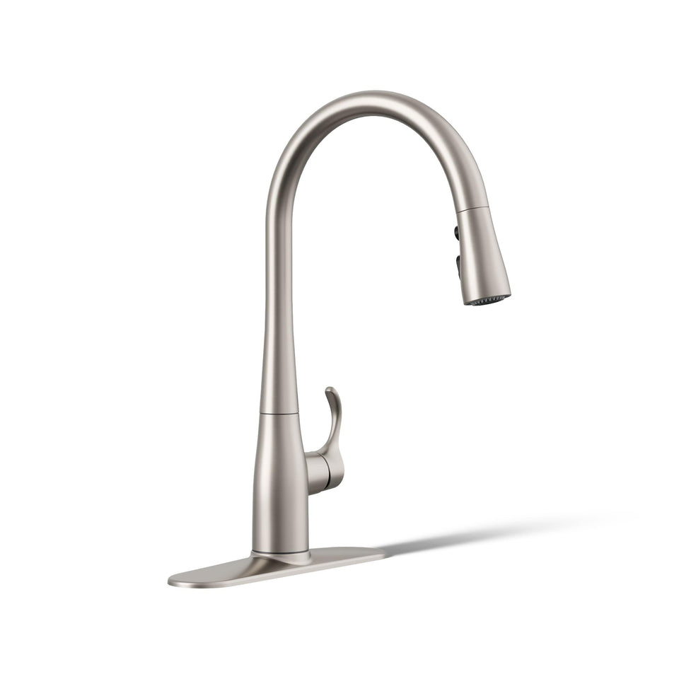 Kohler Simplice pull-down sprayer in action for versatile sink tasks