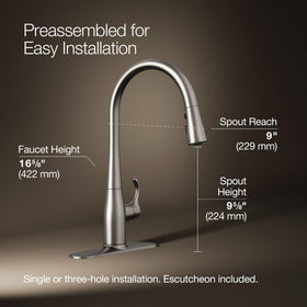 Sprayhead buttons provide easy control with wet hands