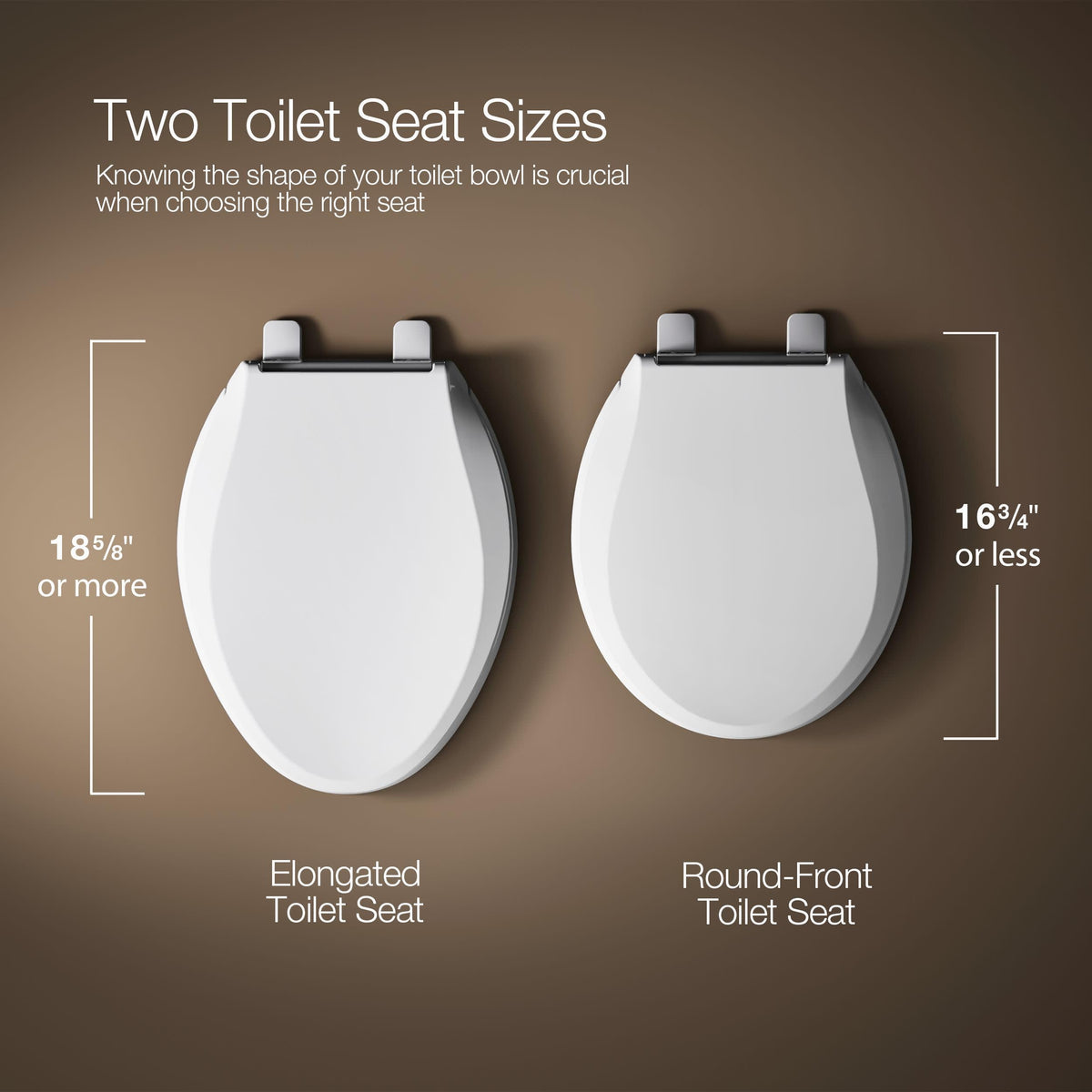 Kohler Stonewood fits standard elongated toilets for easy replacement.
