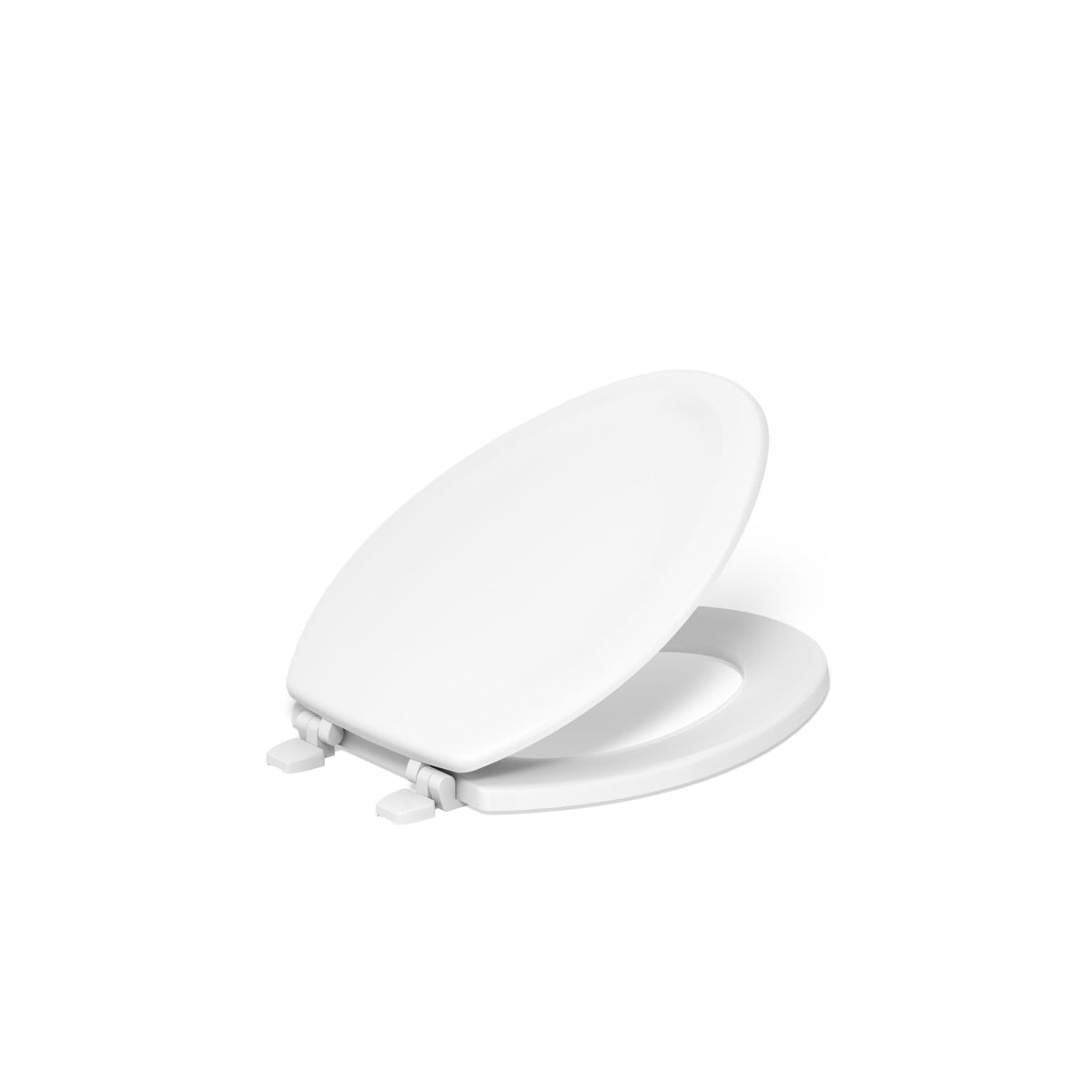 Kohler Stonewood elongated seat in white, front view with clean lines.