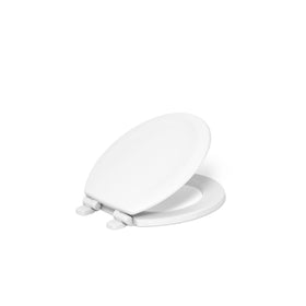 KOHLER Stonewood quiet-close round seat detail with soft action for peaceful bathrooms.