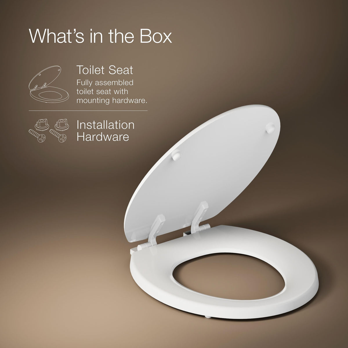 KOHLER Stonewood round-seat finish-care shows easy maintenance surface.