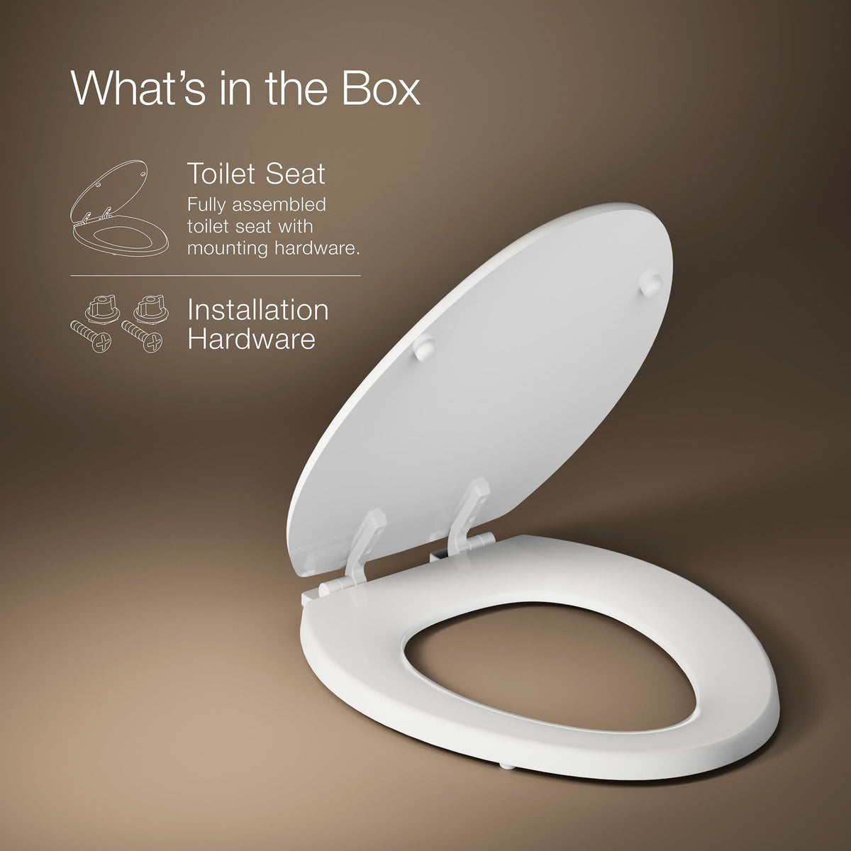 Kohler Stonewood seat in modern bathroom decor with premium finish.