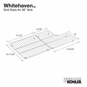 Kohler Whitehaven bottom basin rack right side in sink shows sturdy construction