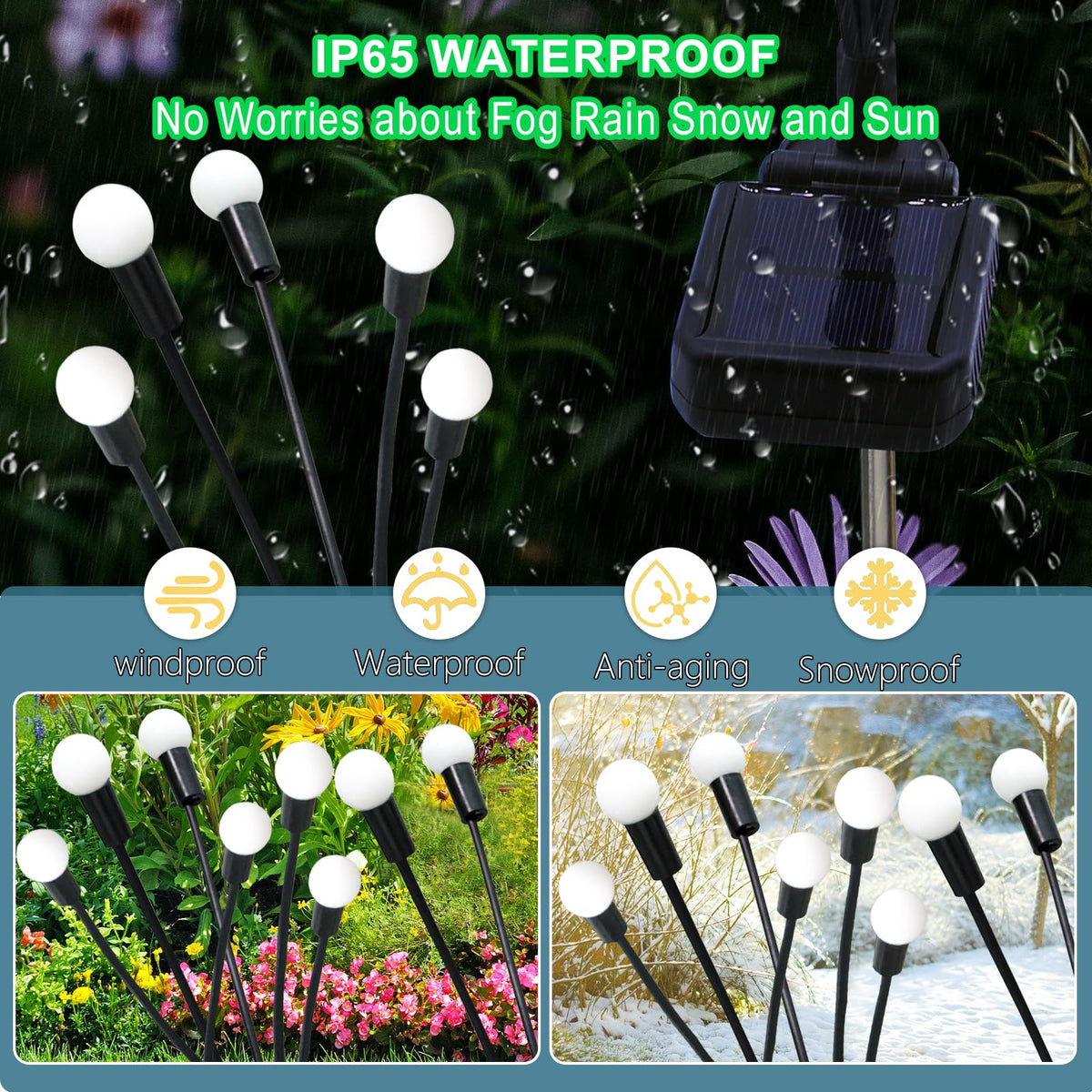 Kohlrabi IP65 waterproof solar lights withstand outdoor weather