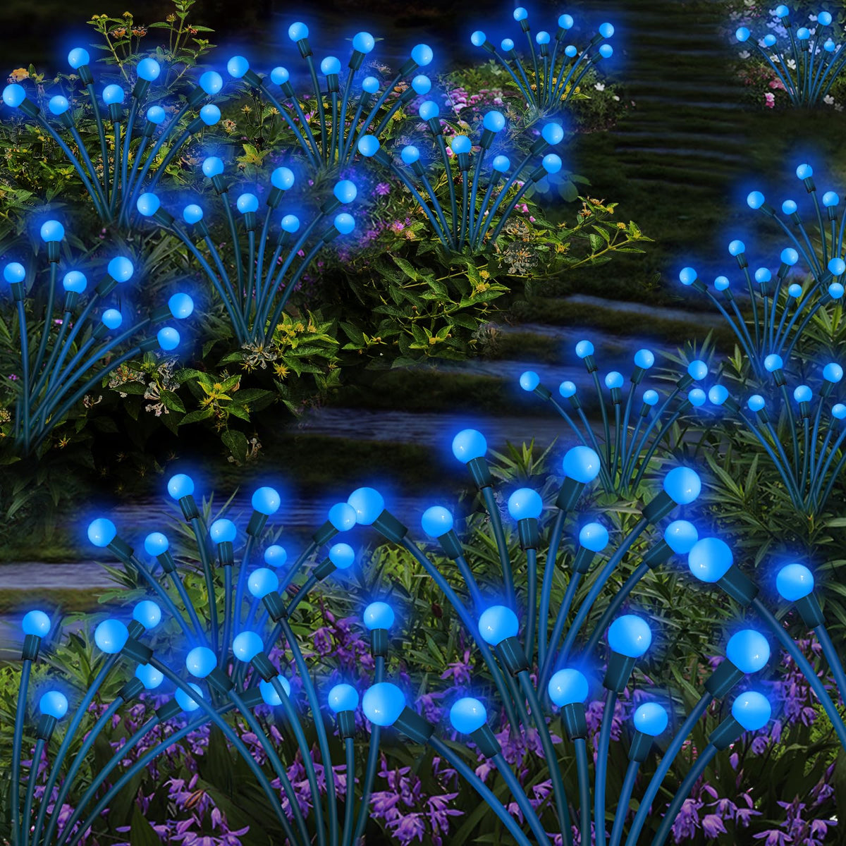 Kohlrabi night garden ambience with swaying lights enhances outdoor spaces