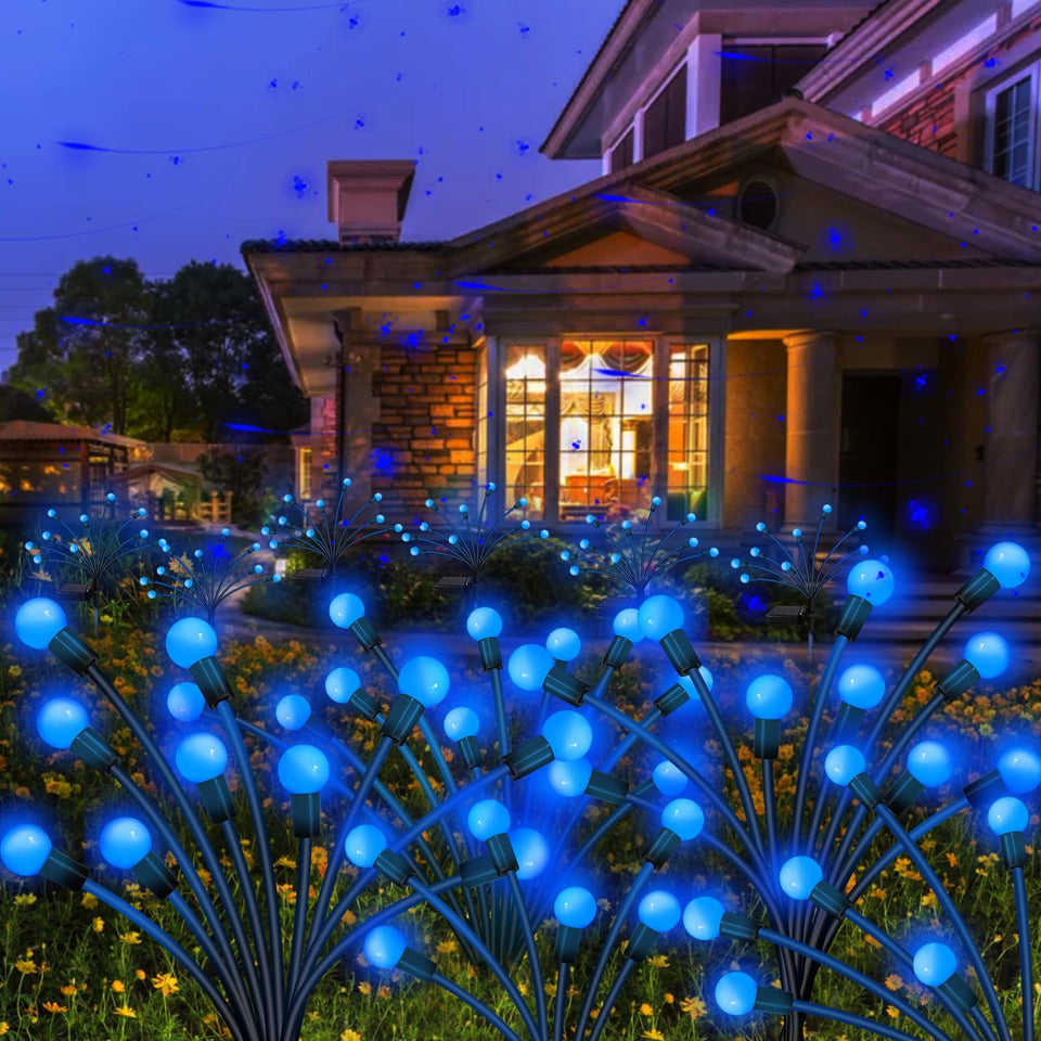 Kohlrabi solar firefly lights sway with breeze, adding dynamic garden motion