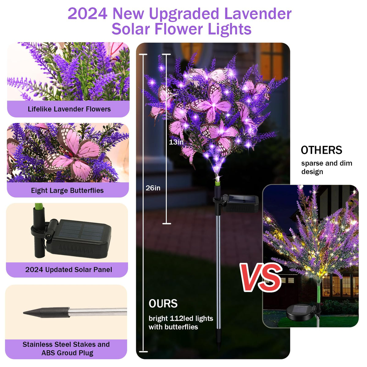 Kohlrabi lights combine lavender blooms and butterflies for nighttime ambience