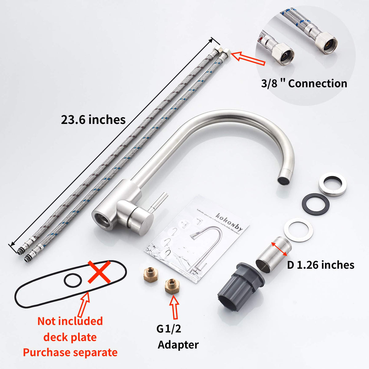 KOHONBY one-hole bar faucet fits compact islands for streamlined design.
