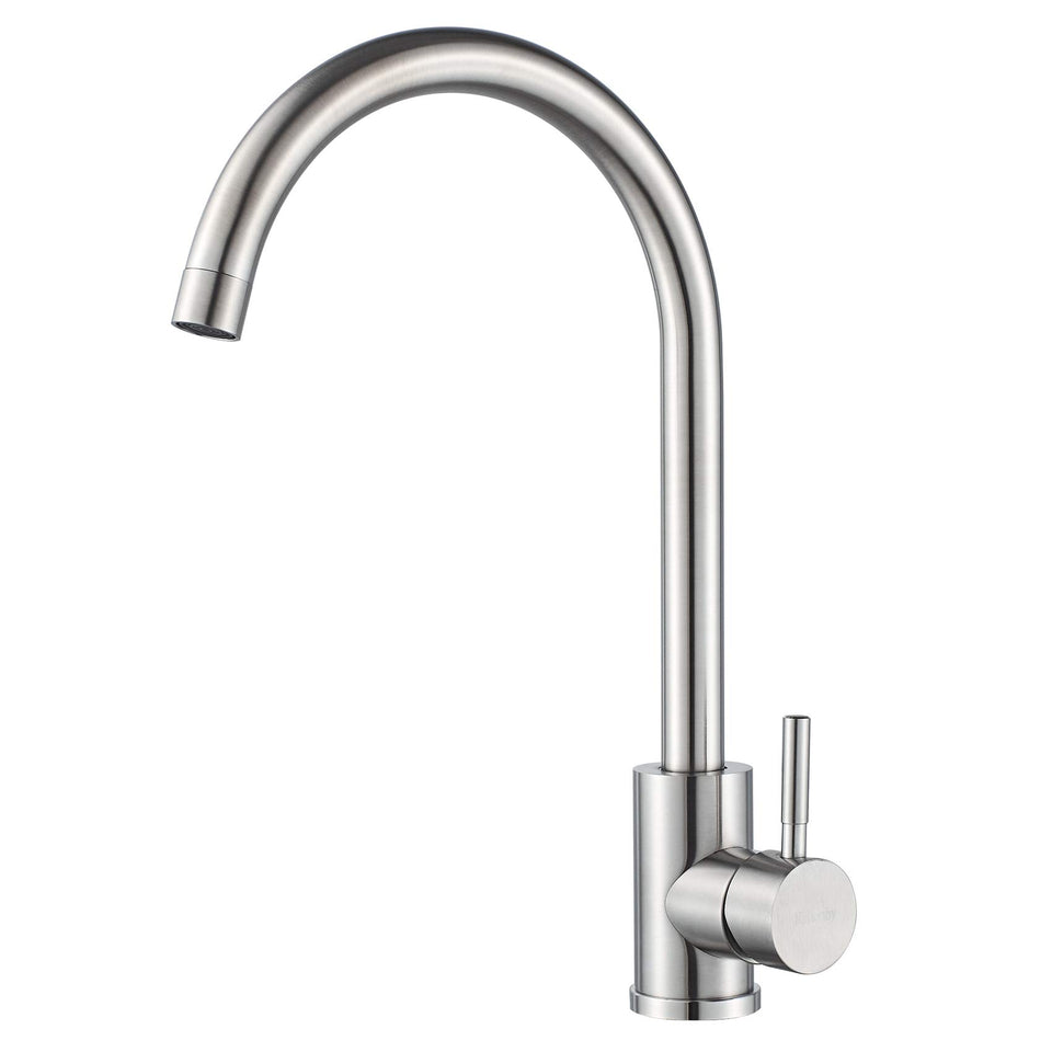 KOHONBY single-handle high arc kitchen faucet with brushed nickel finish for easy control.