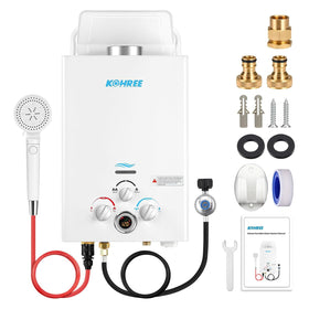 Kohree 6L tankless heater in use delivering on-demand hot water for camping