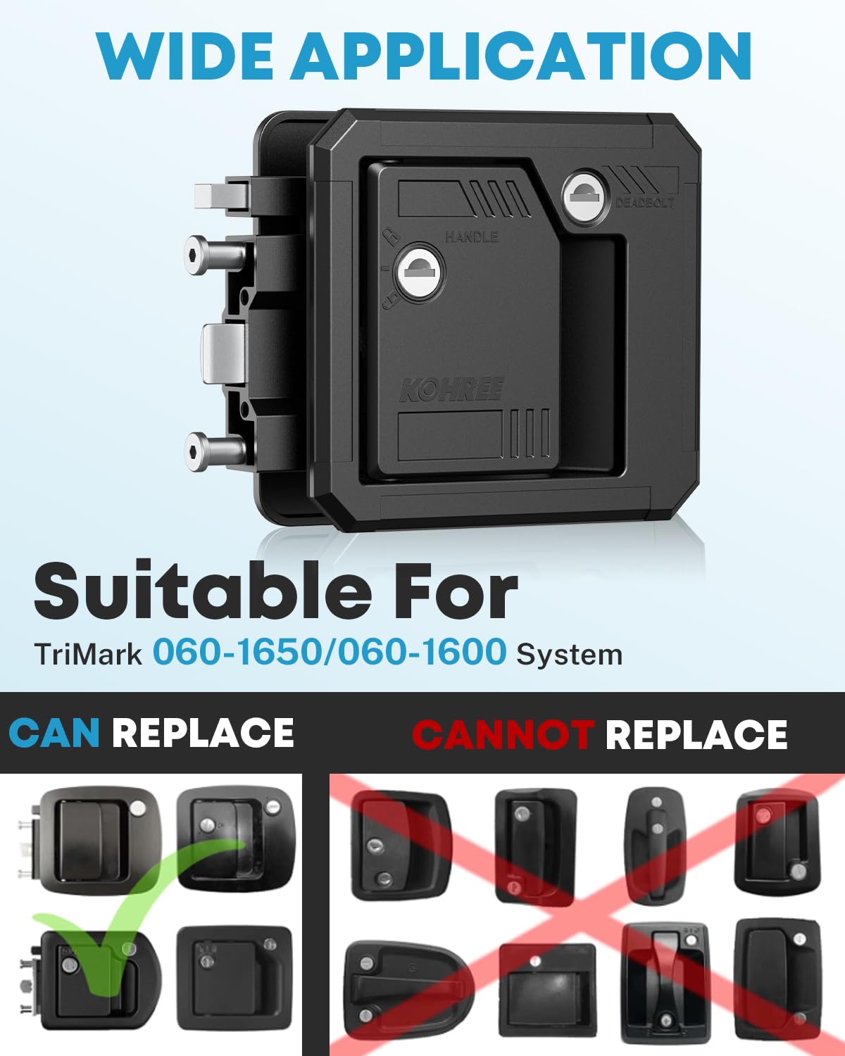 Kohree Class C door lock interior handle grip for easy, comfortable operation