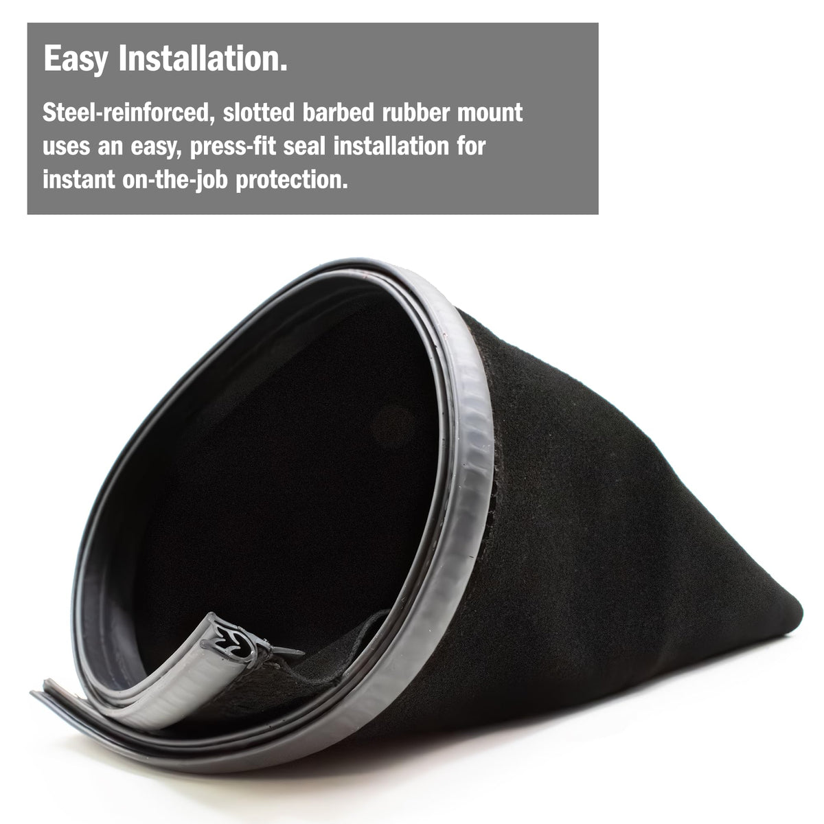 Koike Aronson neck protector uses steel-reinforced mount for reliable helmet attachment.