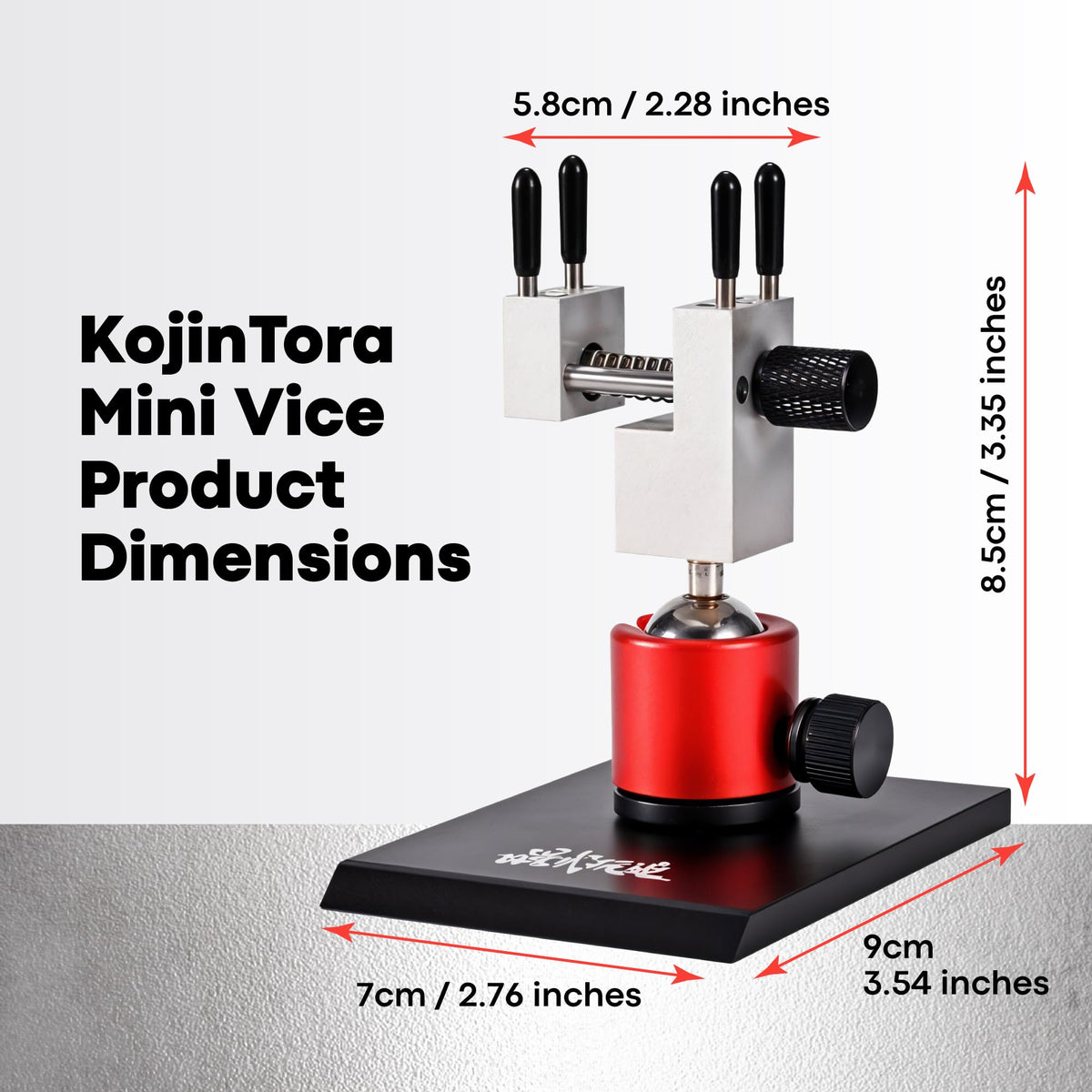 KojinTora mini vise on tabletop with easy setup for projects