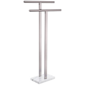 KOKOSIRI brushed-nickel 2-tier towel rack for stylish bathroom organization.
