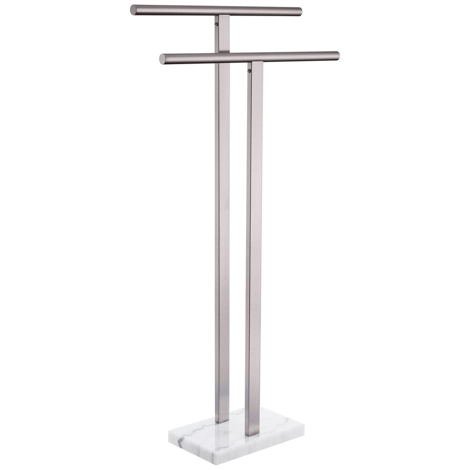 KOKOSIRI brushed-nickel 2-tier towel rack for stylish bathroom organization.