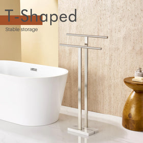 KOKOSIRI marble-base towel rack offers stable, wobble-free support.