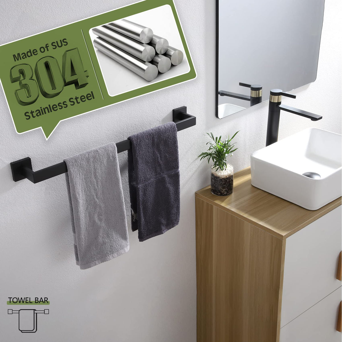 KOKOSIRI matte black square design complements modern bathrooms and spaces.
