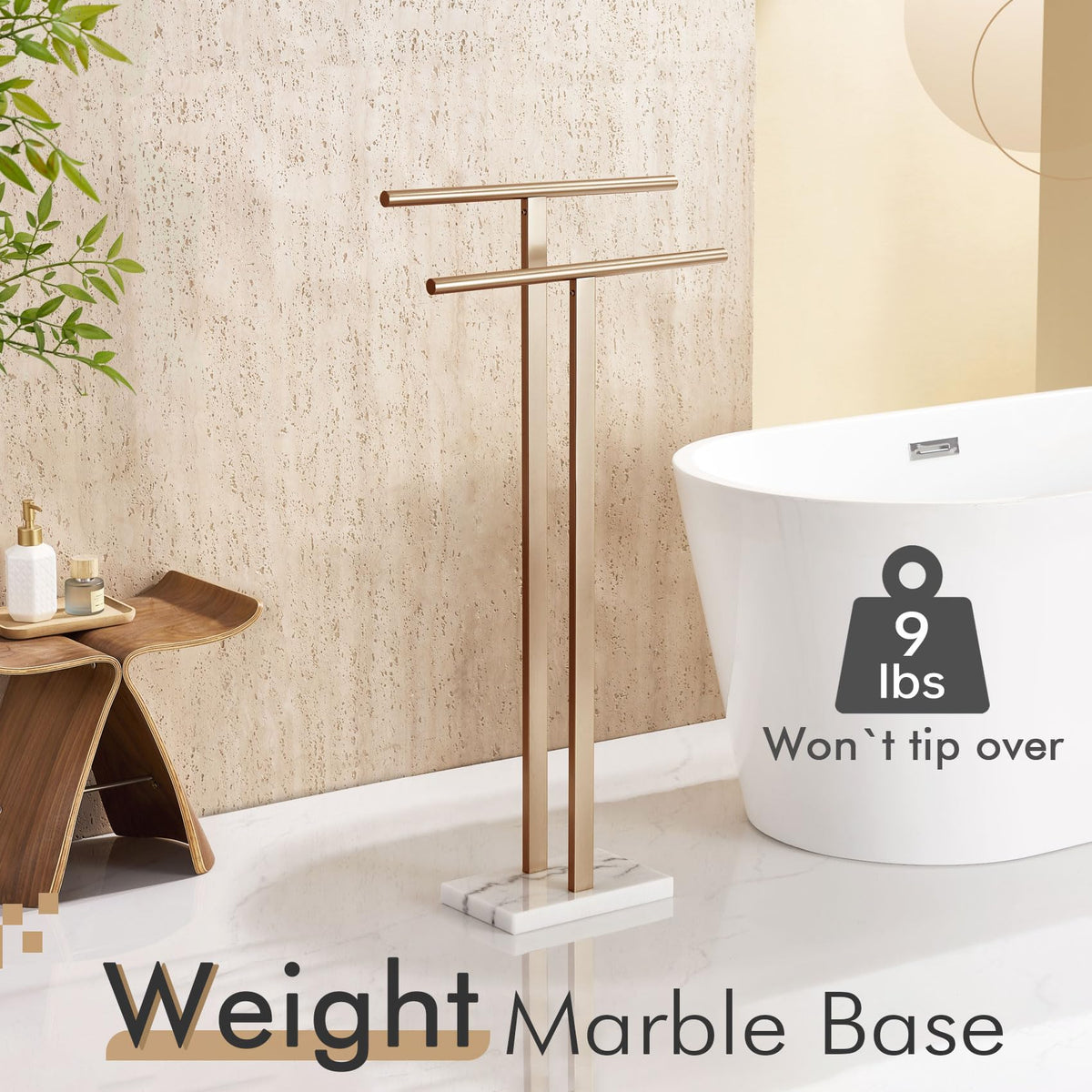 KOKOSIRI 8.23-lb marble base provides sturdy support in small spaces.