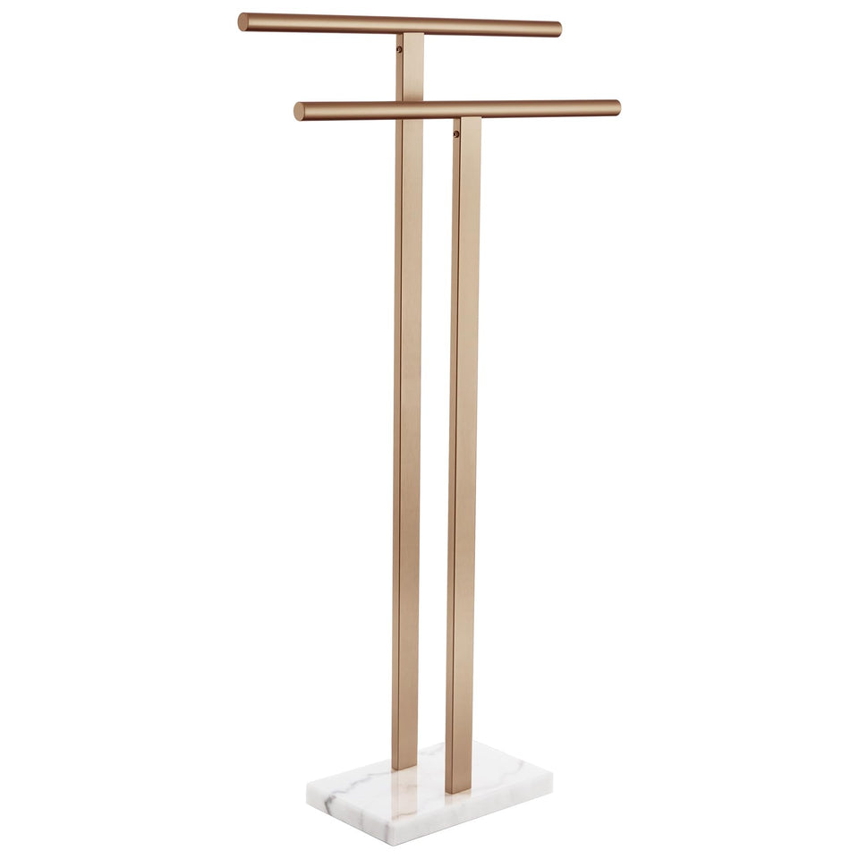 KOKOSIRI marble-base standing towel rack for stable bathroom storage.