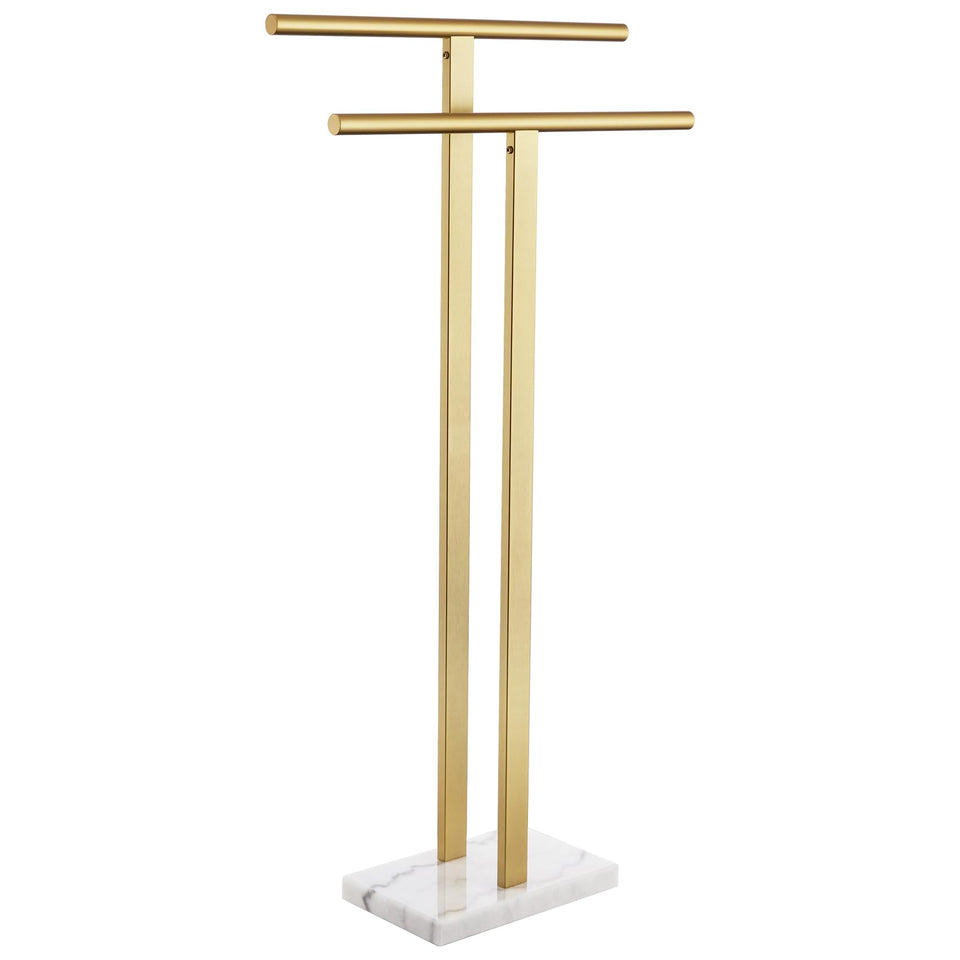 KOKOSIRI standing towel rack with marble base for stable bathroom organization.
