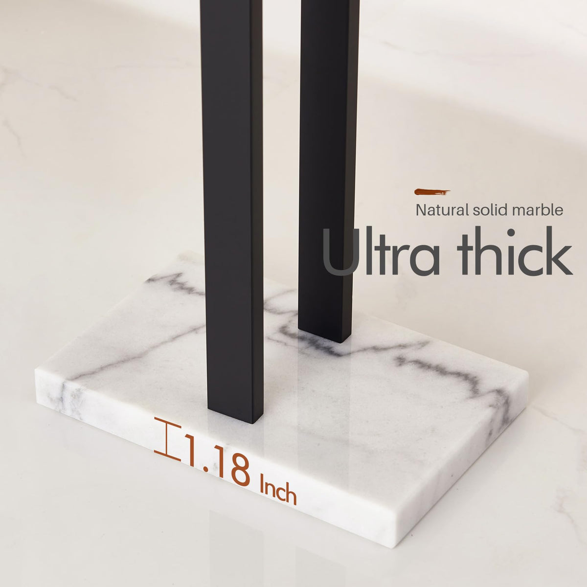 Floor-standing rack in a compact bathroom, saving space.