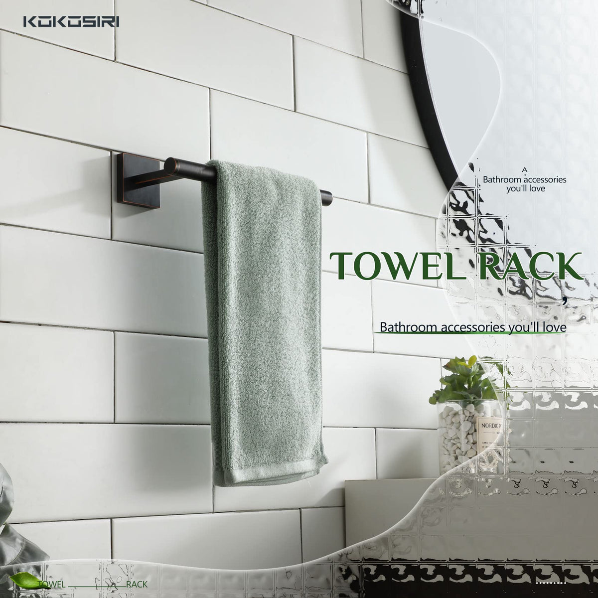 KOKOSIRI towel bar suitable for bathroom, toilet, washroom, and shower spaces.