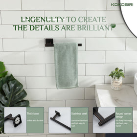 KOKOSIRI one-piece towel bar design simplifies installation and reduces setup time.