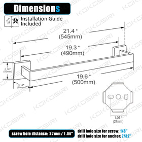 KOKOSIRI wall-mounted towel rack in SUS304 stainless steel for durable damp-area use.