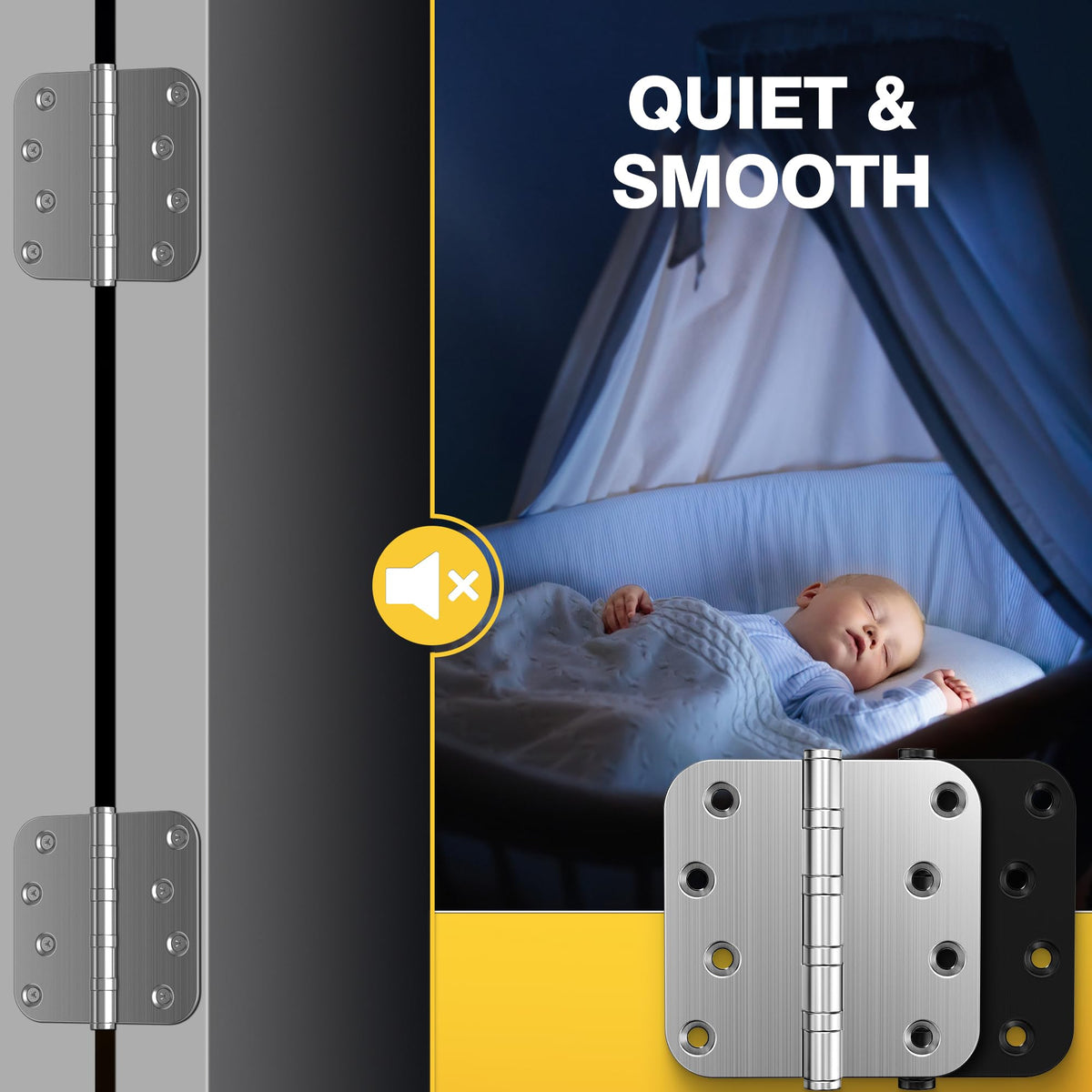 KOLET 3-pack hinges with screws simplify installation
