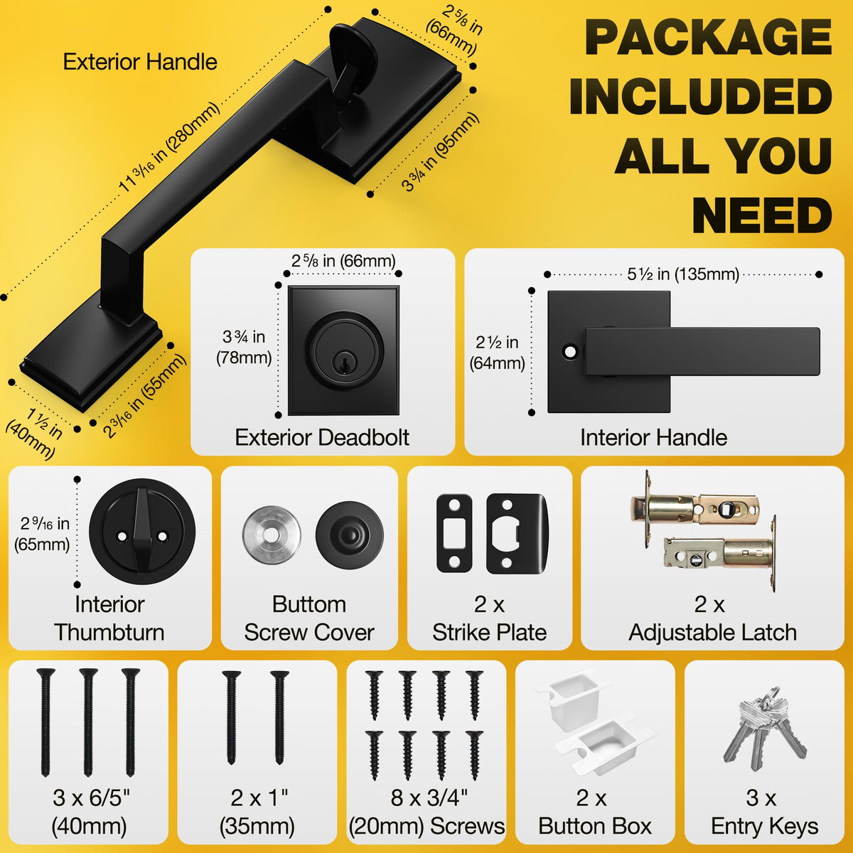 Kolet adjustable latch image shows versatile backset compatibility.