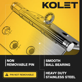 KOLET brushed nickel finish hinges add a sleek, versatile look