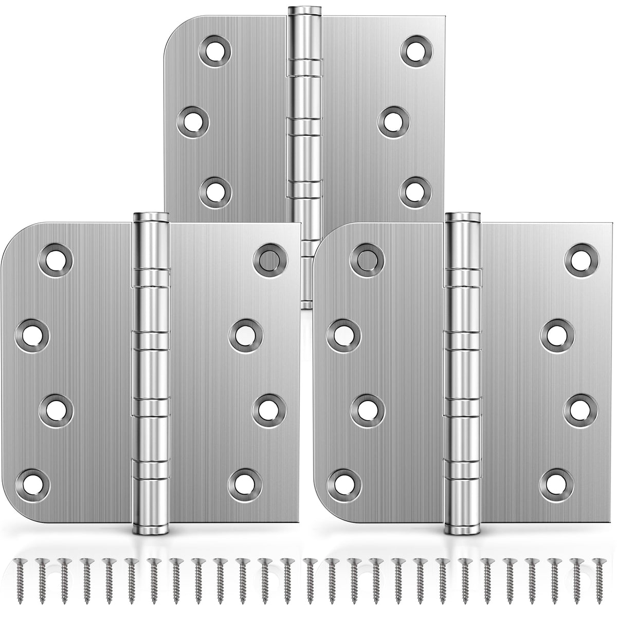 KOLET ball bearing hinges front view in brushed nickel for smooth, durable operation