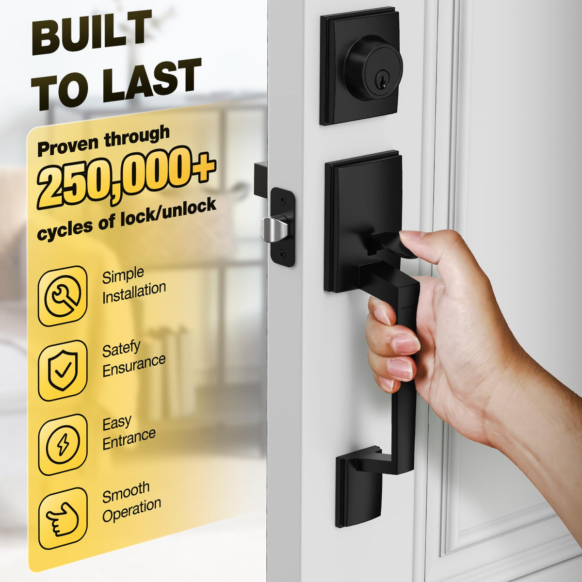 Kolet deadbolt and handle assembly demonstrates smooth operation and security.