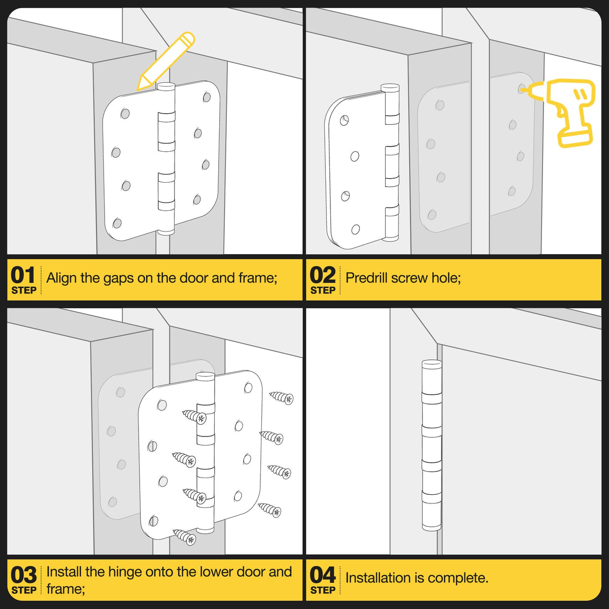 KOLET hinges suitable for interior and exterior doors with left or right opening