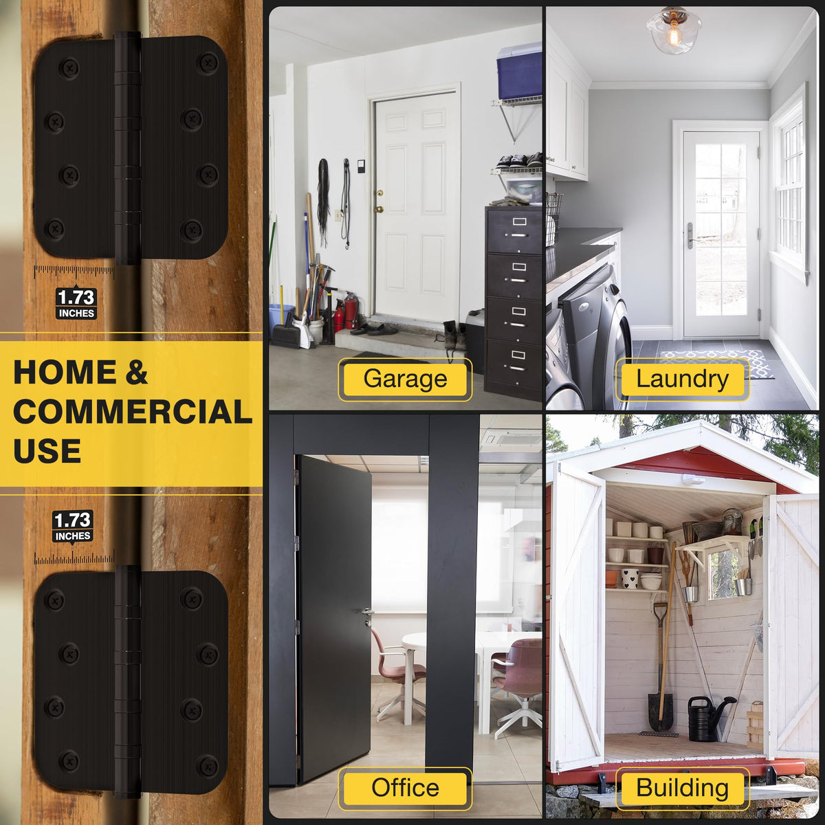 Kolet matte black hinge delivering whisper-quiet operation during daily doorway use.