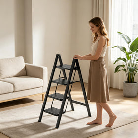 Koll Link adult-safe ladder supports kitchen and garage tasks.